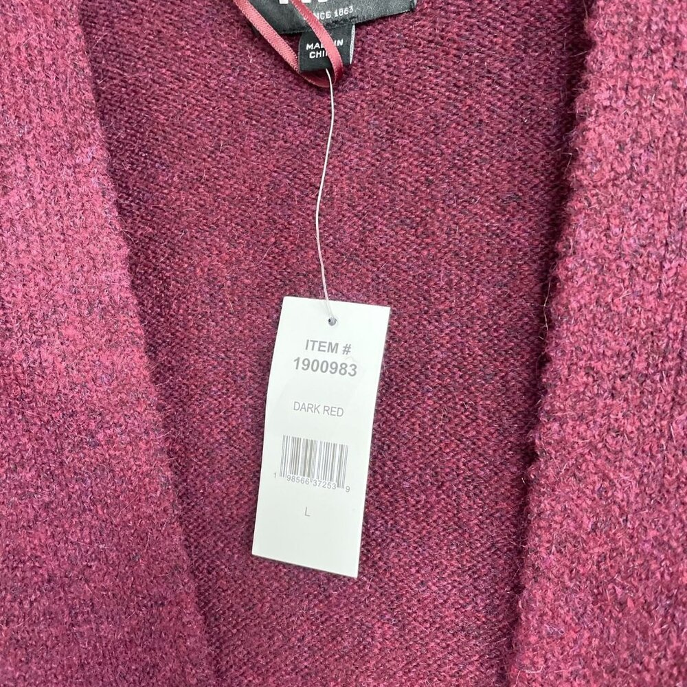 Frye Women's L Burgundy Open Front Cardigan Sweater Aztec Pattern N0531 - Picture 11 of 12